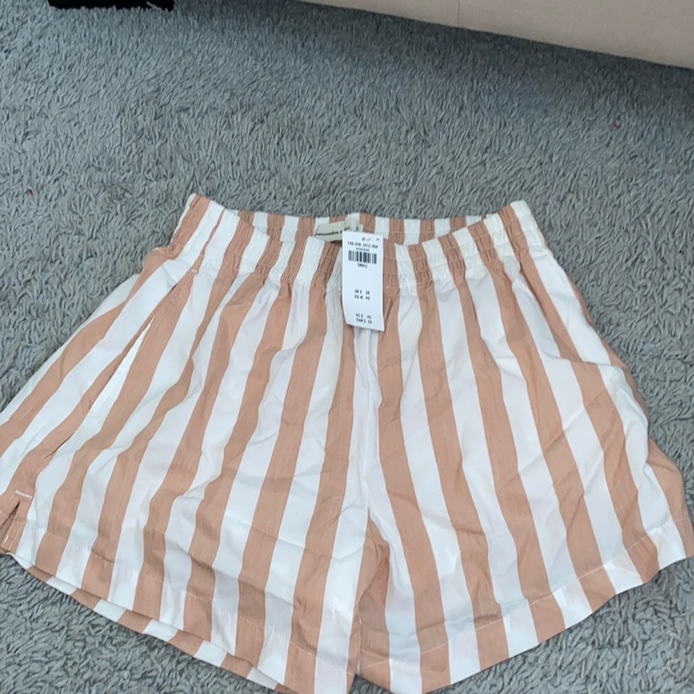 American Eagle Outfitters pink and white stripped small shorts